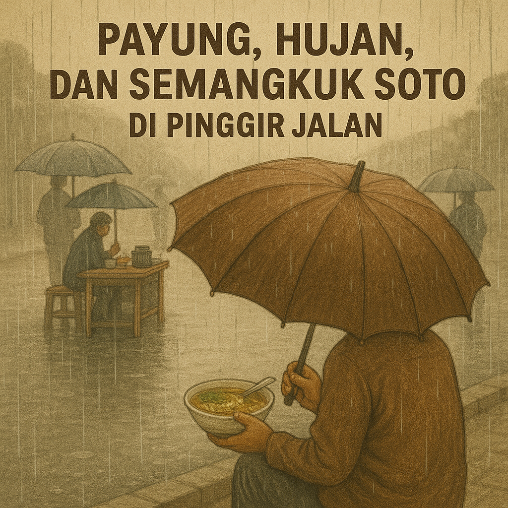 Payung, Hujan, dan Semangkuk Soto di Pinggir Jalan