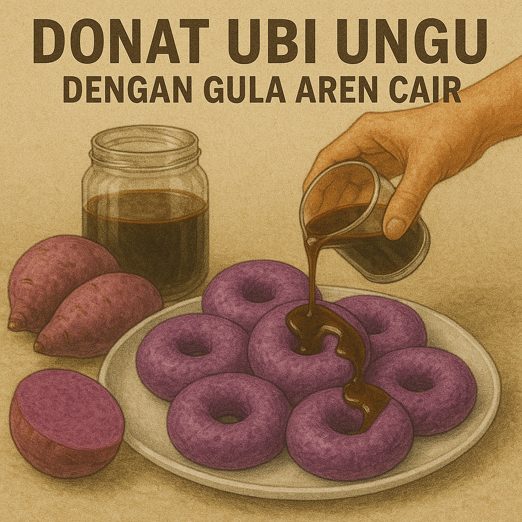 Donat Ubi Ungu dengan Gula Aren Cair